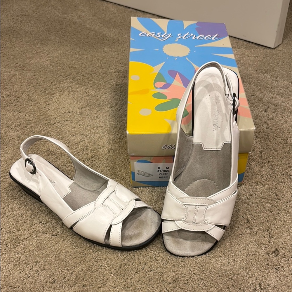 Easy Street Women’s White Slingback Sandals